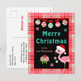 Cartão Postal De Festividades Flamingo Festivo Feliz Natal