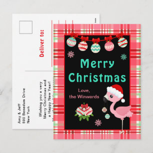 Cartão Postal De Festividades Flamingo Festivo Feliz Natal