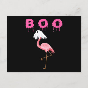 Cartão Postal De Festividades Flamingo   Flamingo Boo Fantasma Halloween para Mu