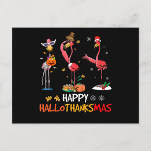 Cartão Postal De Festividades Flamingo Flamingo Happy HalloThanksmas
