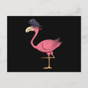 Cartão Postal De Festividades Flamingo Rosa Pirata Com Pala No Olho Halloween
