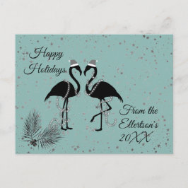 Cartão Postal De Festividades Flamingos Diversos Estrelas de Natal