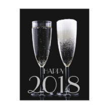 Flauta de Champagne branca preta do feliz ano novo