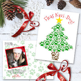 Cartão Postal De Festividades Fleas Navi-Dog Funny Dog Paw Imprime Foto no Natal