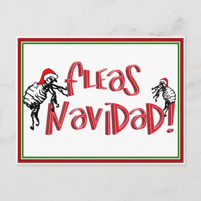 Cartão Postal De Festividades Fleas Navidad - Dançando Fleas de Natal (Frente)
