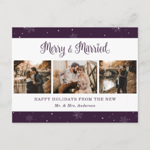 Cartão Postal De Festividades Floco de Neve Botânico Casamento Recente Foto Feri