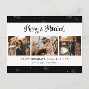 Cartão Postal De Festividades Floco de Neve Botânico Casamento Recente Foto Feri
