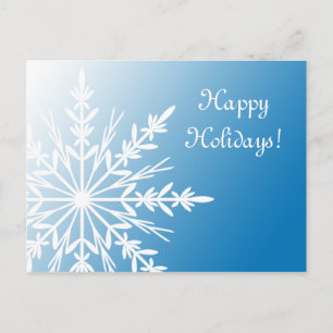Cartão Postal De Festividades Floco de neve branco de inverno em feriados felize
