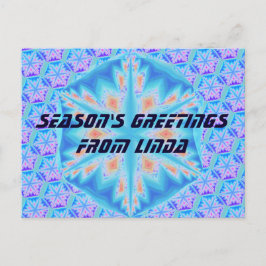 Cartão Postal De Festividades Floco de neve de cristal azul