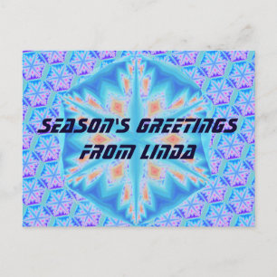 Cartão Postal De Festividades Floco de neve de cristal azul