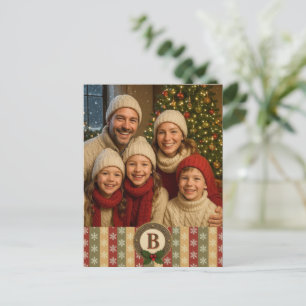 Cartão Postal De Festividades floco de neve de Natal colorido tradicional listra