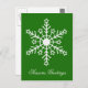 Cartão Postal De Festividades Floco de neve em verde (Frente/Verso)