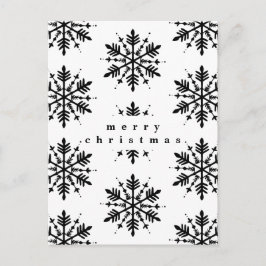 Cartão Postal De Festividades Floco de Neve Minimalista Preto e Branco