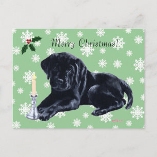 Cartão Postal De Festividades Floco de Neve Preto de Natal do Retriever Labrador