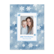 Flocos de neve Blue Baby Boy Foto Primeiro Natal