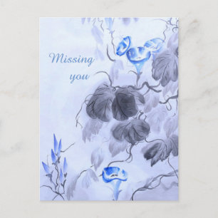 Cartão Postal De Festividades Flor Azul