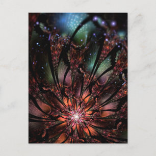Cartão Postal De Festividades Flor de fantasia fractal macia e tenra