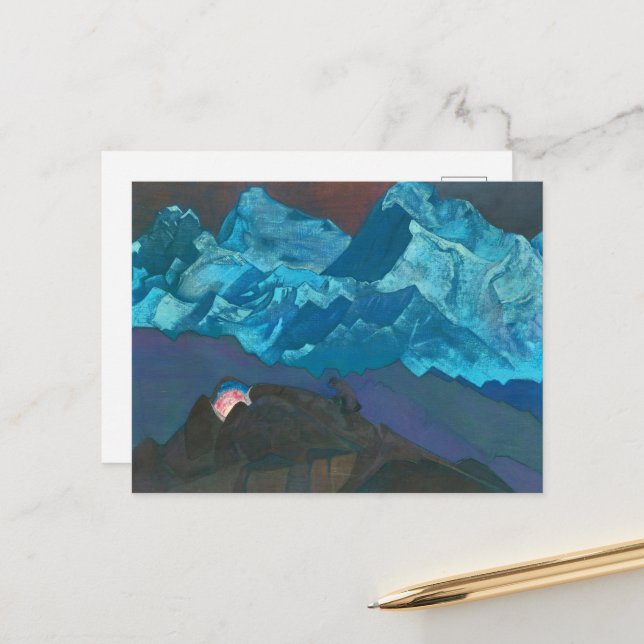 Cartão Postal De Festividades Flor de Fogo de Nicholas Roerich (Frente/Verso In Situ)