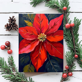 Cartão Postal De Festividades Flor de Natal Poinsettia Vermelha Pintada