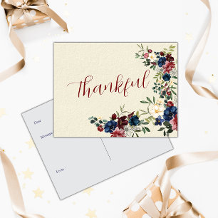 Cartão Postal De Festividades Florais Rústicos Mensagem Personalizada de Feriado