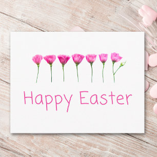 Cartão Postal De Festividades Flores Cor-de-Rosa Mínimas Feliz Páscoa Moderna Pr