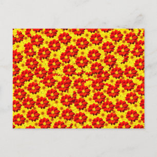 Cartão Postal De Festividades Flores da dália vermelha e amarela