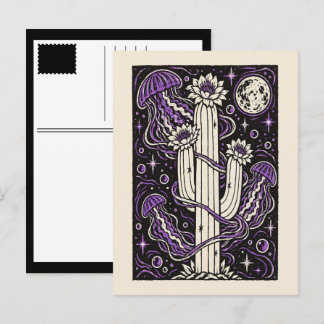 Cartão Postal De Festividades flores de água-viva cacto cósmico