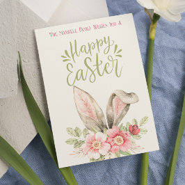 Cartão Postal De Festividades Flores De Aquarela De felz pascoa Cute