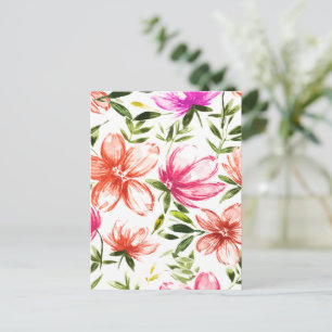 Cartão Postal De Festividades Flores de Aquarela Vermelhas 5