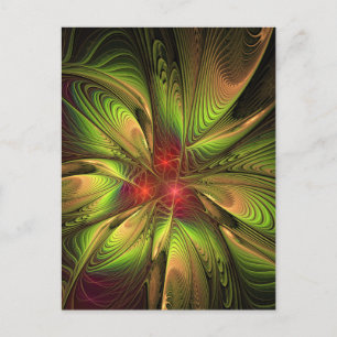 Cartão Postal De Festividades Flores de fantasia fractal suaves e tenra
