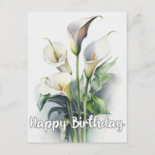 Cartão Postal De Festividades Flores de Lirio Calla Bonito Feliz Aniversário