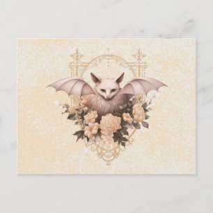 Cartão Postal De Festividades Flores de Morcego Boêmias Douradas de Halloween