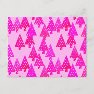 Cartão Postal De Festividades Flores de Natal modernas - cor-de-rosa fuchsia