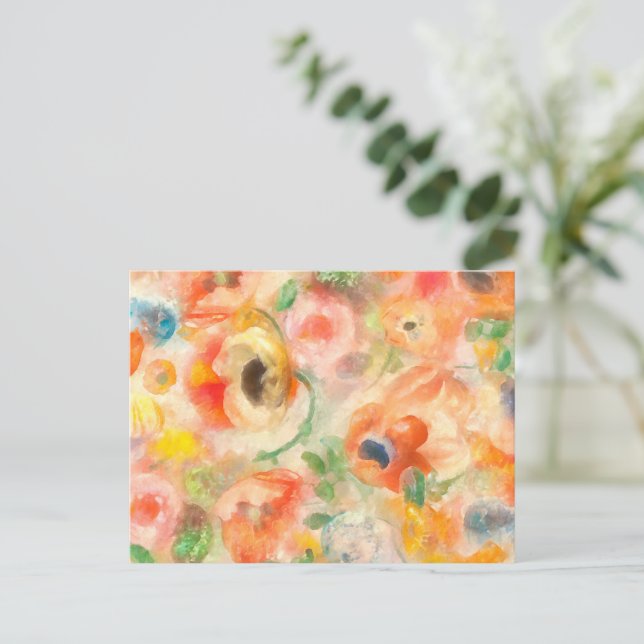 Cartão Postal De Festividades Flores Laranjas da Primavera (Em pé/Frente)