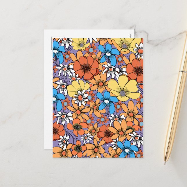 Cartão Postal De Festividades Flores silvestres (Frente/Verso In Situ)