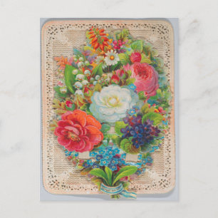 Cartão Postal De Festividades Flores Vintage Dia dos Namorados