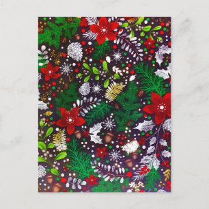 Cartão Postal De Festividades Floresta Botânica de Natal Vintage Festiva 