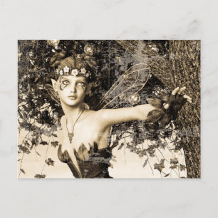Cartão Postal De Festividades Floresta de Fadas da Primavera Foto Vintage Arte F