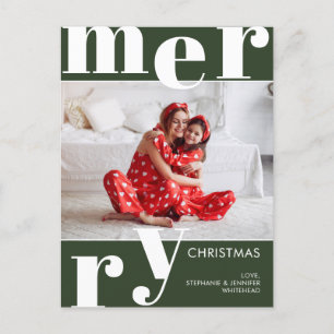 Cartão Postal De Festividades Floresta de Foto de Natal Moderno Verde