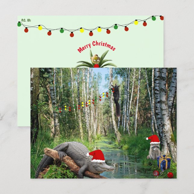 Cartão Postal De Festividades Florida Swamp Gator and Wildlife Christmas  (Frente/Verso)