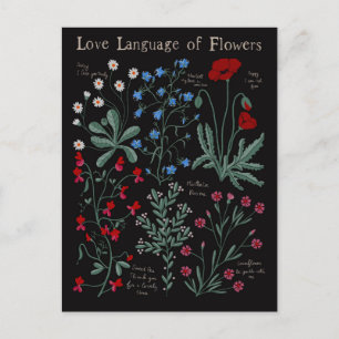 Cartão Postal De Festividades Floriograpia Língua de amor das flores botânica
