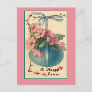 Cartão Postal De Festividades Flowers and Easter Egg Vintage Easter Cards