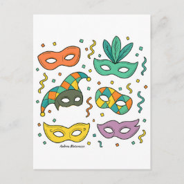 Cartão Postal De Festividades Flying Masks