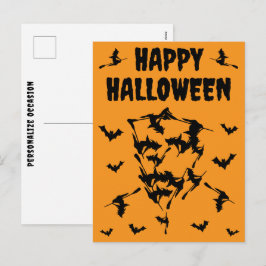 Cartão Postal De Festividades Flying Witches Halloween Skull Silhouette Postcard