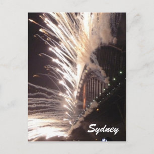 Cartão Postal De Festividades fogos de artifício da ponte sydney brancos