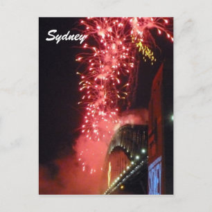 Cartão Postal De Festividades fogos de artifício da sydney vermelho
