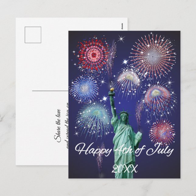 Cartão Postal De Festividades Fogos do Dia da Independência (Frente/Verso)