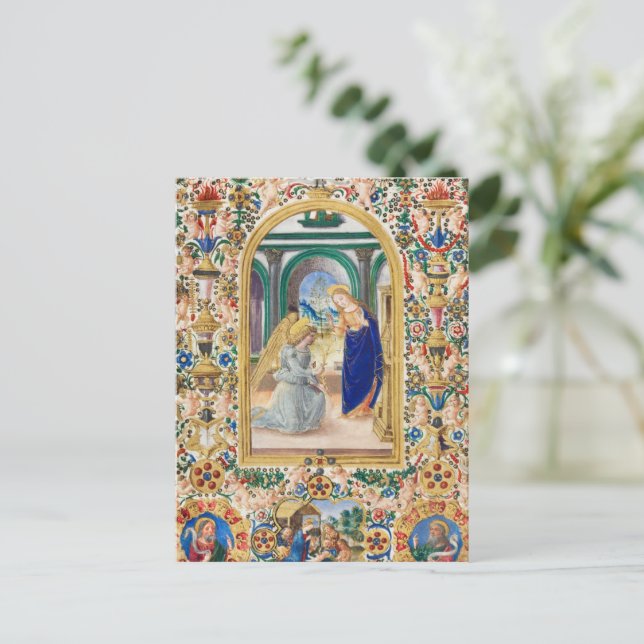 Cartão Postal De Festividades Folha de um Livro de Horas (Em pé/Frente)