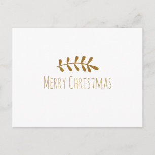 Cartão Postal De Festividades Folha Rústica Dourada Elegante Simples Branco Mode
