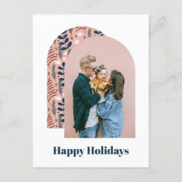 Cartão Postal De Festividades Folhagem de Foto Rosa Personalizada de Arch Modern